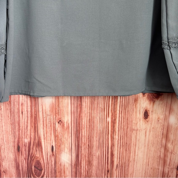 Grace Karin Blue Lace Ruffle Crewneck Blouse Size L - Picture 9 of 12